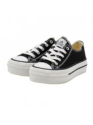 Victoria Girls' Tribu Canvas Platform Trainers Shoes in Black (view 2)
