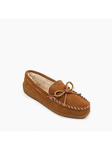 Minnetonka Women's Pile Lined Hardsole Shoes in Brown (view 1)