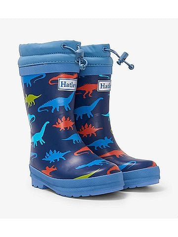 Hatley Boy's Dino Silhouettes Sherpa Lined Rain Boots 1 Mo in Solstice (view 2)