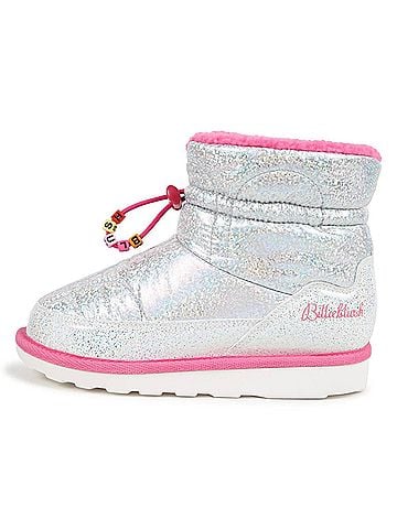 Billie Blush Kids' Iridescent Quilted Snow Boots in Silver &amp; Pink (view 2)