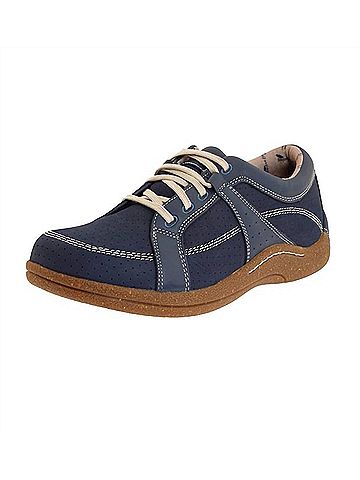 Drew Women's Geneva Casual Shoes - Wide in Denim Leather/Nubuck (view 2)