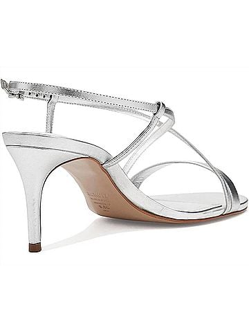 Schutz Women's Avaline Stiletto Leather Sandals in Prata (view 1)