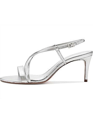 Schutz Women's Avaline Stiletto Leather Sandals in Prata (view 2)