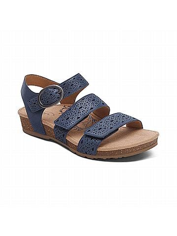Aetrex Women's Lilly Adjustable Quarter Strap Sandal in Navy Cutout (view 1)