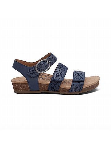 Aetrex Women's Lilly Adjustable Quarter Strap Sandal in Navy Cutout (view 2)