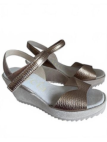 Pedro Garcia Women's Fantina Wedge Sandal in Cava Cervo Lame (view 2)