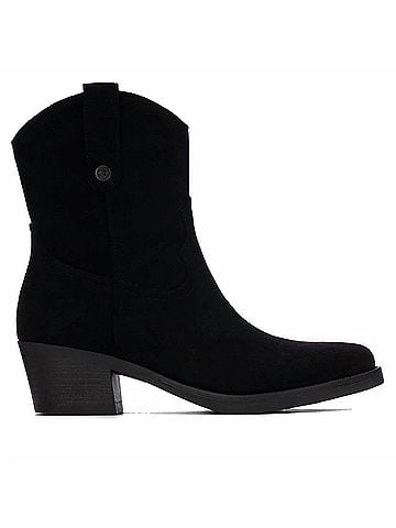 Refresh Women's Italian Western Suede Ankle Booties in Black (view 1)