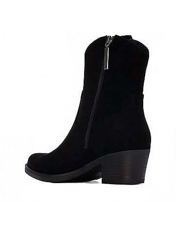 Refresh Women's Italian Western Suede Ankle Booties in Black (view 2)