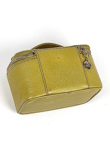Chanel Chanel CHANEL Bag/Cosmetic Pouch Coco Mark Vanity Bag Mirror Caviar Skin Yellow Women's (view 2)