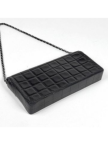 Chanel Chanel CHANEL Shoulder Bag Coco Mark Chocolate Bar Leather Black Women's (view 2)