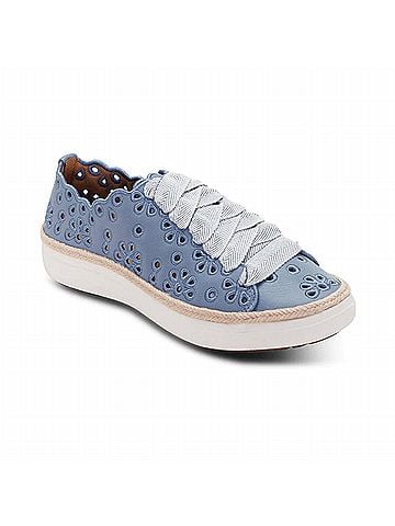 Aetrex Women's Charlotte Eyelet Lace Up Sneakers in Blue Haze (view 1)