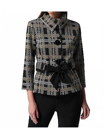 Joseph Ribkoff Miranda Cinch Belt Jacket in Multi Plaid (view 2)