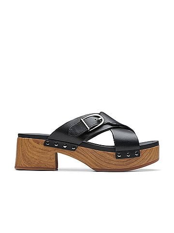 Clarks Women's Sivanne Walk Sandals in Black Leather (view 1)