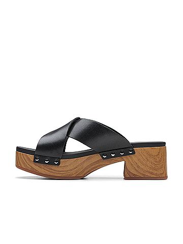 Clarks Women's Sivanne Walk Sandals in Black Leather (view 2)