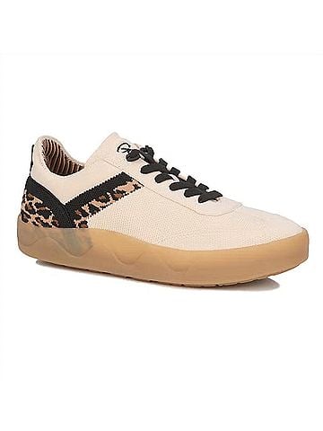Ros Hommerson Women's Stella Stretch Knit Sneaker in Cream Tan Black (view 1)