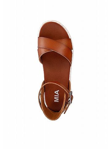 Mia Women's Cross Stride Vegan Platform Sandals in Cognac (view 2)