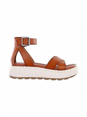 Mia Women's Cross Stride Vegan Platform Sandals in Cognac (view 1)