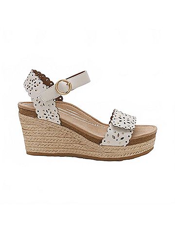 Aetrex Women's Sydney Espadrille Quarter Strap Sandals in Ivory (view 2)