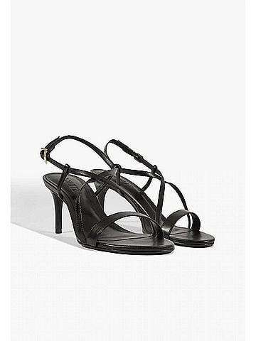 Schutz Women's Avaline Stiletto Leather Sandals in Black (view 2)