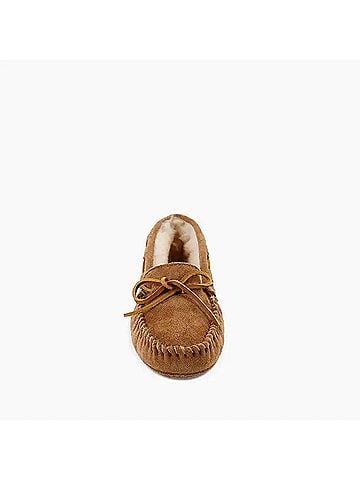 Minnetonka Women's Sheepskin Softsole Moccasins in Golden Tan (view 2)