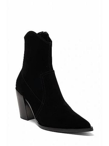 Jeffrey Campbell Women's Jolena Suede Leather Western Ankle Bootie in Black (view 1)