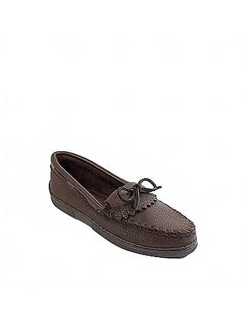 Minnetonka Women's Moosehide Kilty Shoes in Chocolate (view 1)