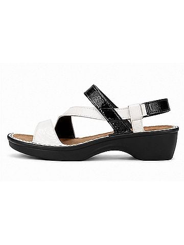 Naot Women's Tuscany Sandal in Black Crinkle/White Patent (view 2)