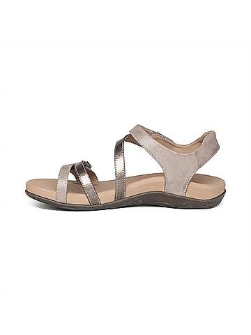 Aetrex Women's Jess Adjustable Strap Sandal in Smoke (view 2)