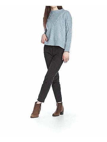 Papillon Heathered Cable Knit Mock Neck Sweater in Blue (view 2)