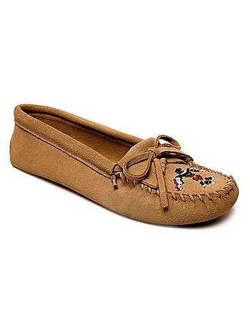 Minnetonka Women's Thunderbird Softsole Shoes in Tan (view 1)