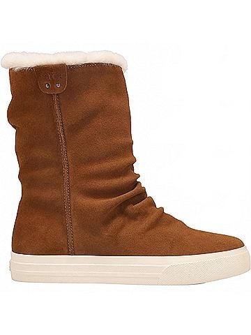Taos Women's Cozy Chic Water-Resistant Suede Boots in Chestnut (view 1)