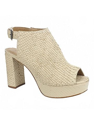 Carrano Women's Snake Leather Platform Sandals in Butter (view 1)