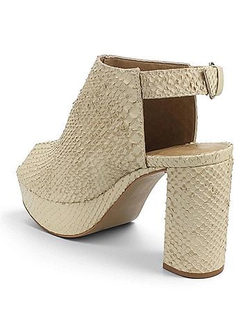 Carrano Women's Snake Leather Platform Sandals in Butter (view 2)
