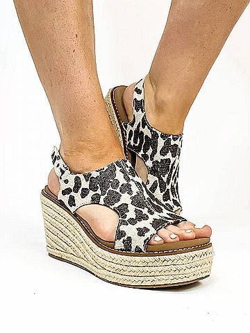 Corkys Women's Freddie Wedges in Black Metallic Leopard (view 2)
