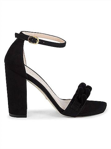 Stuart Weitzman Women's Amelina Chain Suede Sandals in Black (view 1)