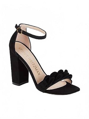 Stuart Weitzman Women's Amelina Chain Suede Sandals in Black (view 2)