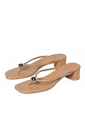 Loeffler Randall Women's Odessa Heeled Mule Thong Sandal in Dune (view 2)