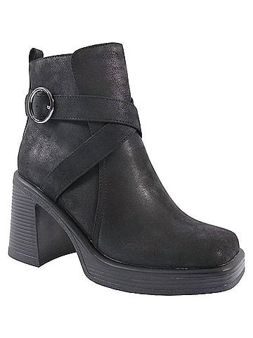 Jellypop Women's Eugenie Block-Heel Booties in Black Distress (view 1)
