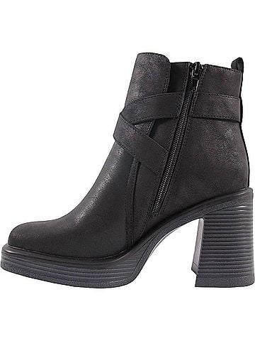 Jellypop Women's Eugenie Block-Heel Booties in Black Distress (view 2)