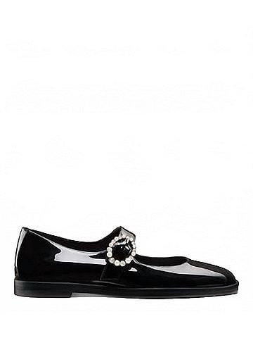 Stuart Weitzman Women's Loralei Crystal Mary Jane Flats in Black Patent (view 2)