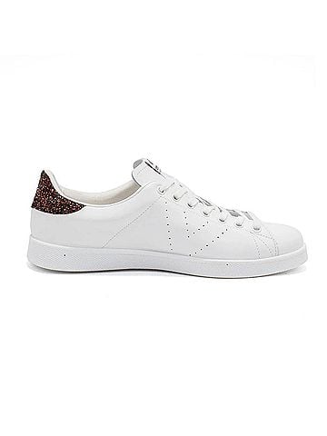 Victoria Women's Glitter Leather Sneakers in Rojo (view 1)