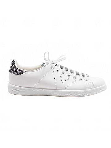 Victoria Women's Glitter Leather Sneakers in Antracite (view 1)