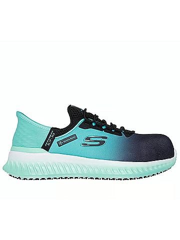 Skechers Women's Work Tilido Slip-Ins Shoes in Black/Teal (view 1)