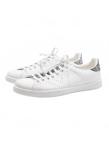 Victoria Women's Glitter Leather Sneakers in Antracite (view 2)