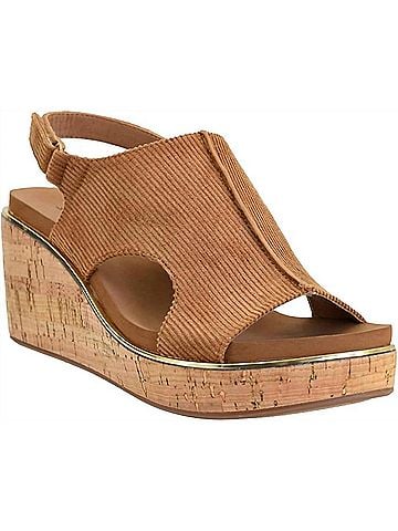 Corkys Women's Carley Wedge Sandal in Chestnut Corduroy (view 1)