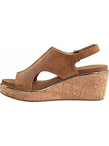 Corkys Women's Carley Wedge Sandal in Chestnut Corduroy (view 2)