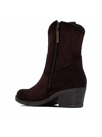 Refresh Women's Italian Western Suede Ankle Booties in Brown (view 2)