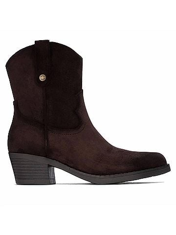 Refresh Women's Italian Western Suede Ankle Booties in Brown (view 1)