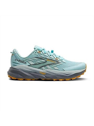 Brooks Women's Cascadia 19 Running Shoes in Clearwater Primer Grey Apricot (view 1)
