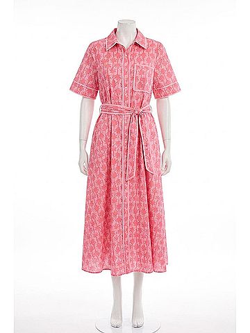 Entro Short Sleeve Botanical Mini Dress in Pink (view 1)